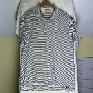 Faherty White & Blue Cloud Cotton Striped Pima Modal Polo Golf‎ Soft Spring XL